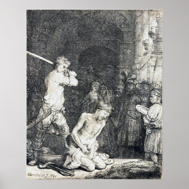 Póster Rembrandt - Decapitación De Juan Bautista 1640 (Frente)