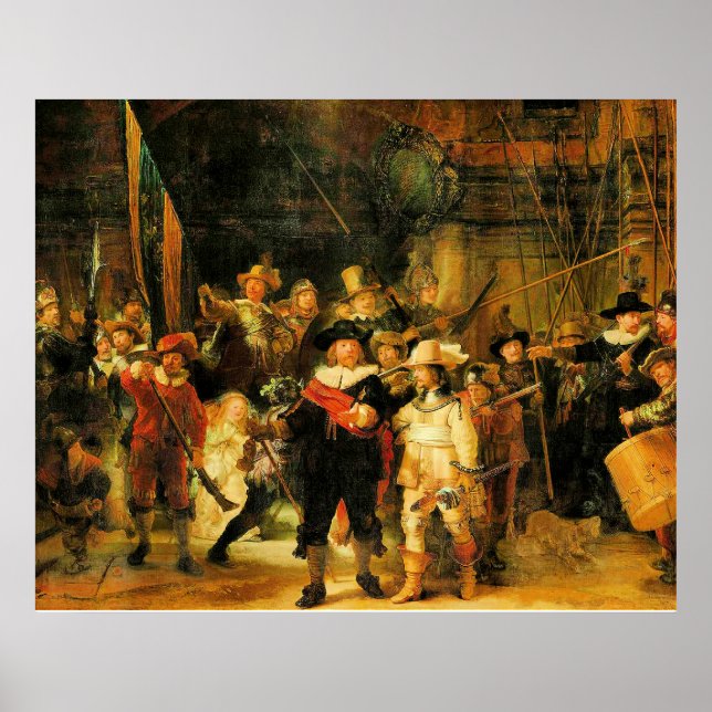 Póster Rembrandt - El reloj nocturno 3 (Frente)