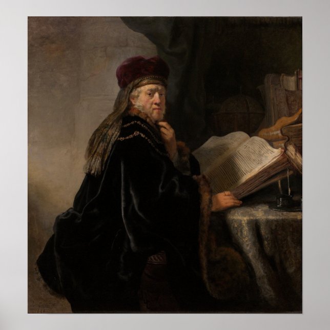 Póster Rembrandt - Erudito en su estudio (Frente)