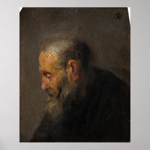 Póster Rembrandt - Estudio de hombre anciano de perfil
