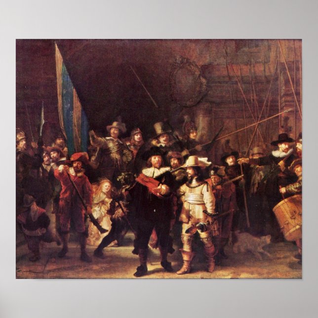 Póster Rembrandt Harmenszoon van Rijn - The Night Watch (Frente)