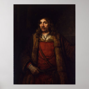 Póster Rembrandt - Hombre Con Abrigo Rodado De Piel