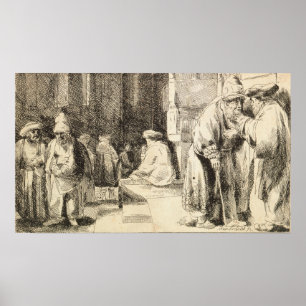 Póster Rembrandt - Judíos en la sinagoga