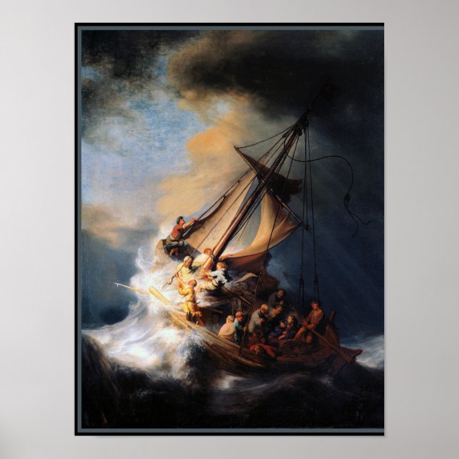 Póster Rembrandt - La tormenta del mar de Galilea (Frente)