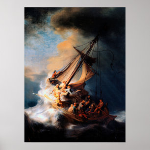 Póster Rembrandt - La tormenta del mar de Galilea