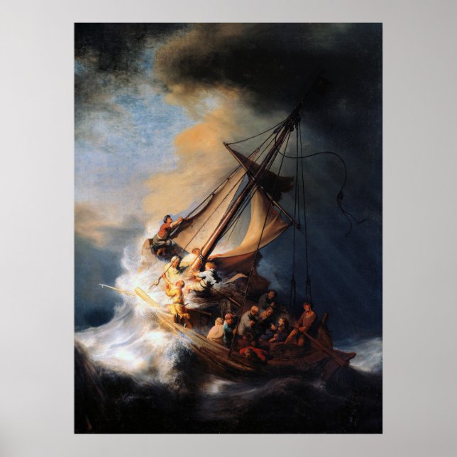 Póster Rembrandt - La tormenta del mar de Galilea (Frente)