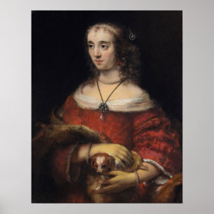 Póster Rembrandt - Lady With Lapdog