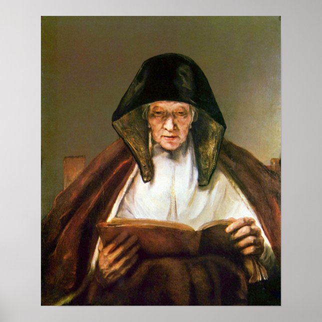 Póster Rembrandt - Lectura de anciana (Frente)