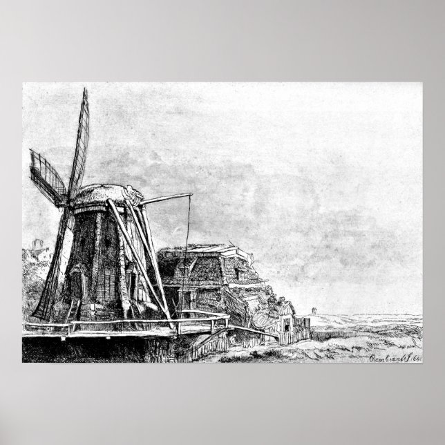 Póster Rembrandt Mill Etching (Frente)