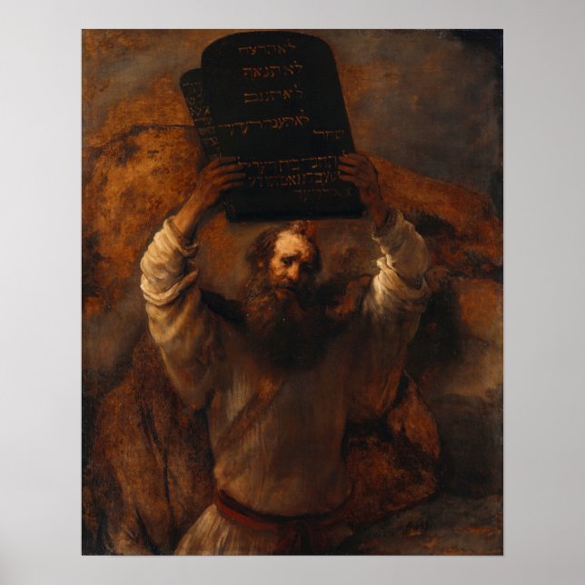 Póster Rembrandt - Moisés Con Diez Mandamientos (Frente)
