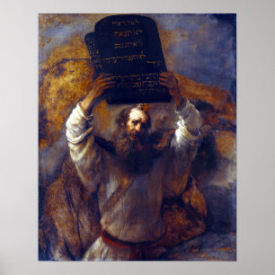 Póster Rembrandt Moses con los diez mandamientos