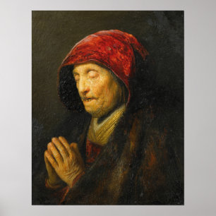 Póster Rembrandt - Mujer Mayor En Oración 1629