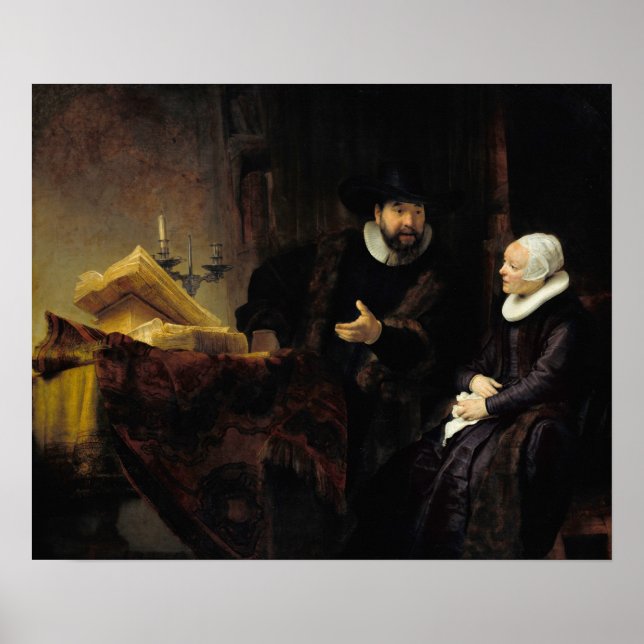 Póster Rembrandt - Predicador menonita Anslo y su esposa (Frente)