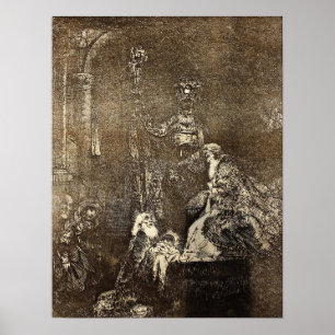 Póster Rembrandt - Presentación En Templo De Manera Oscur