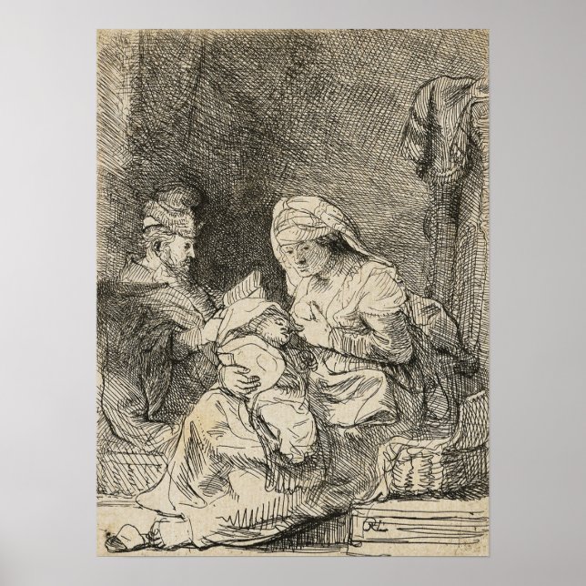 Póster Rembrandt - Sagrada Familia 1632 (Frente)