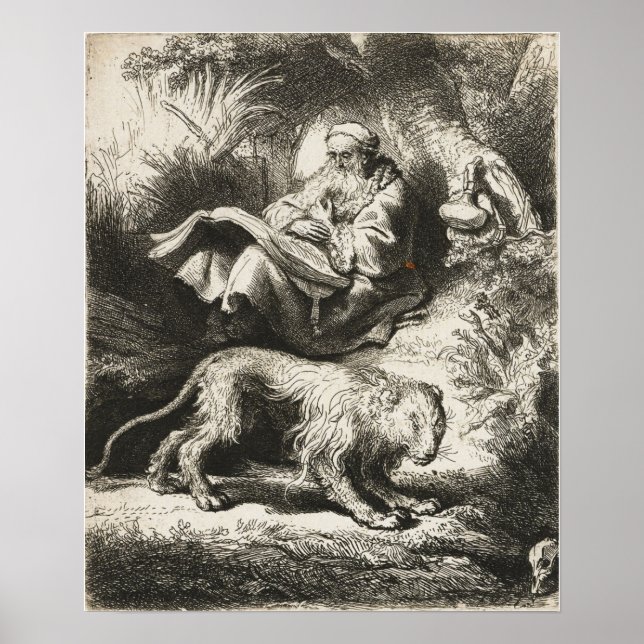 Póster Rembrandt - San Jerónimo leyendo 1634 (Frente)