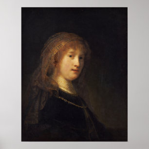 Póster Rembrandt - Saskia Uylenburgh, esposa del artista