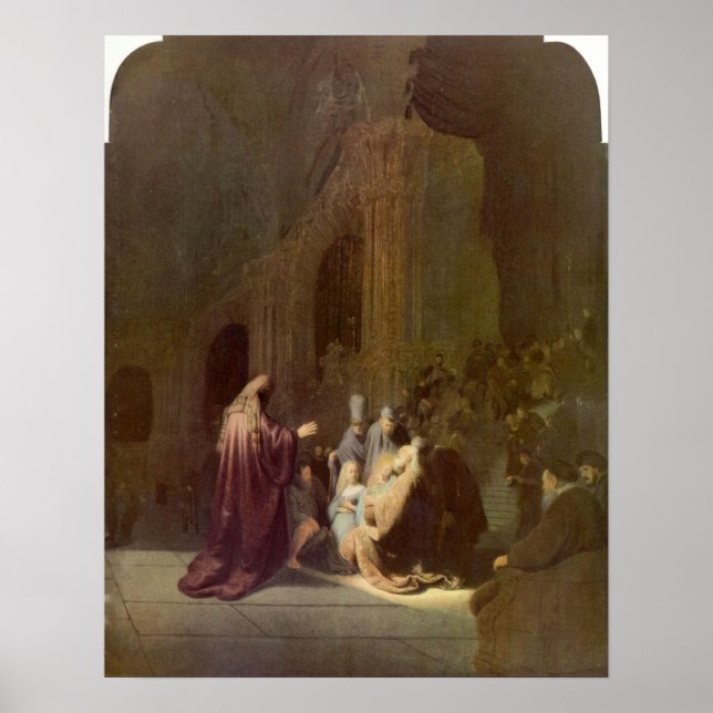 Póster Rembrandt - Simeon en el templo (Frente)