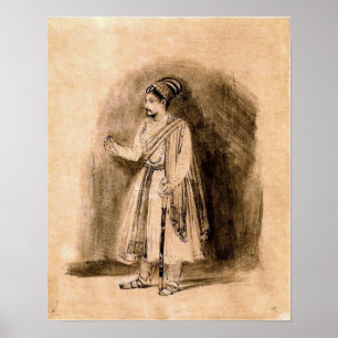 Póster Rembrandt - Un noble deccani de pie 1656