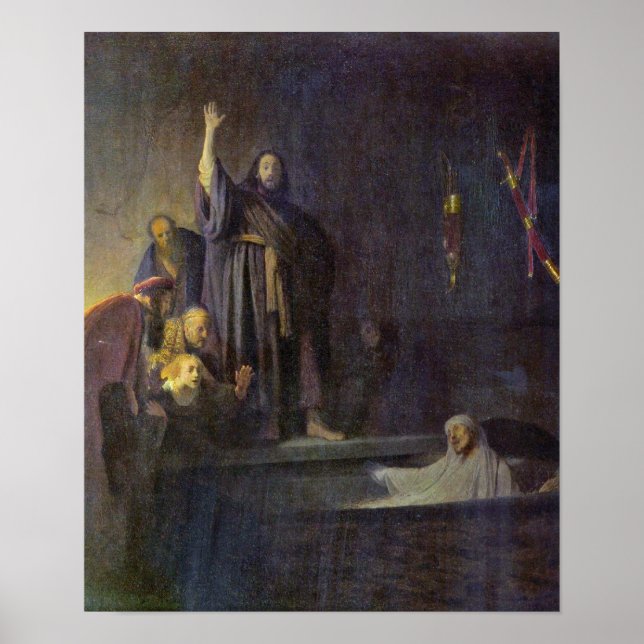 Póster Rembrandt van Rijn - El levantamiento de Lázaro (Frente)