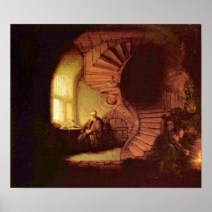 Póster Rembrandt Van Rijn - filósofo en la meditación