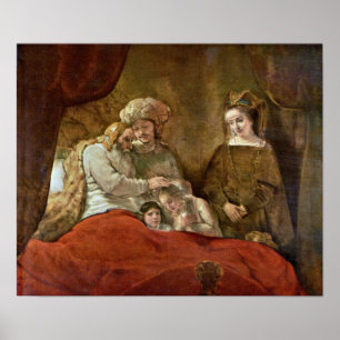 Póster Rembrandt Van Rijn - Jacob que bendicen a los