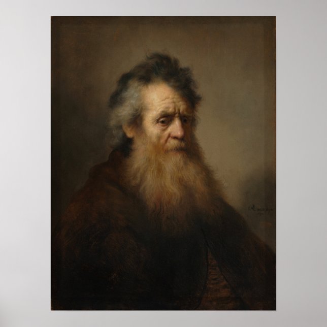 Póster Rembrandt - Viejo con barba (Frente)