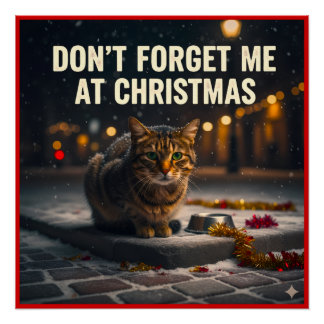 Póster Remember the poor cats at Christmas