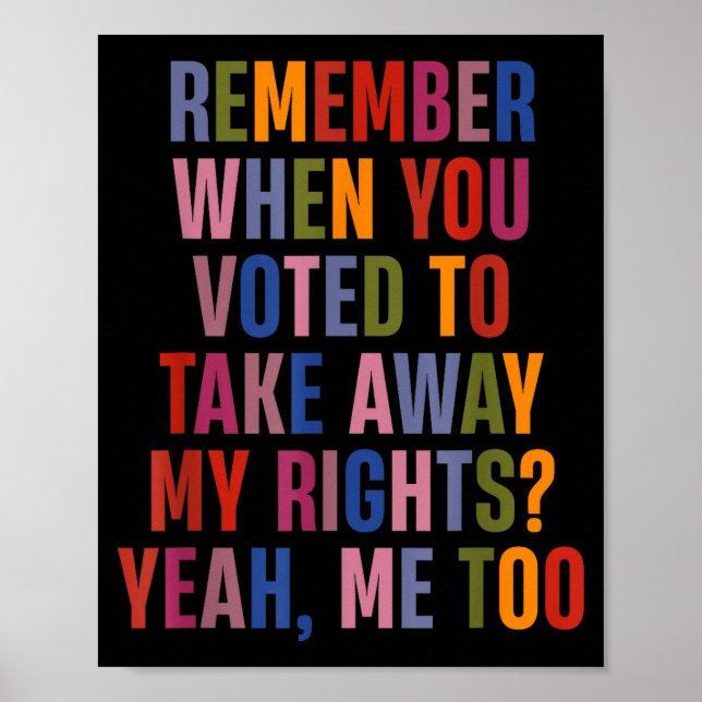 Póster Remember When You Voted To Take Away My Rights Me  (Frente)