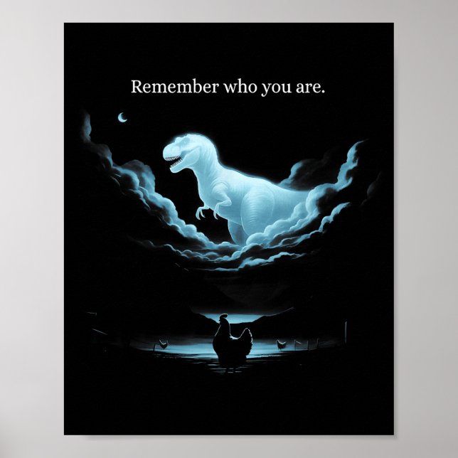 Póster Remember Who Are You Dinosaur Chicken Meme Evoluti (Frente)