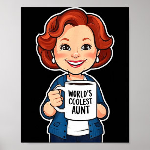 Póster Remera divertida para la tía más genial amante del