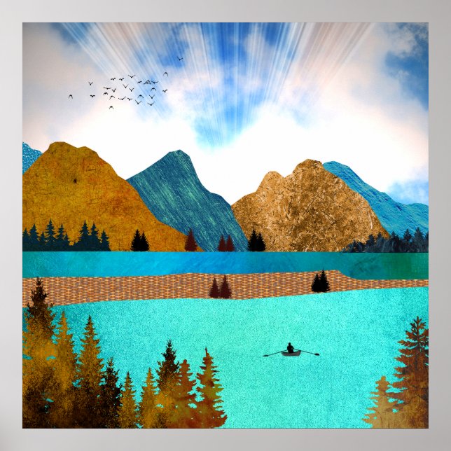 Póster Remero del lago matutino (Frente)