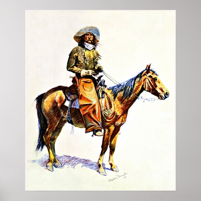 Póster Remington - Vaquero de Arizona, 1901 (Frente)
