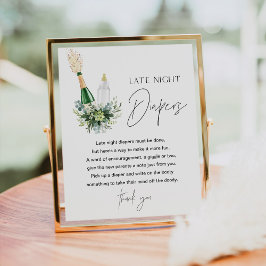 Póster REMITIR Rótulo Baby Shower de pañales nocturnos