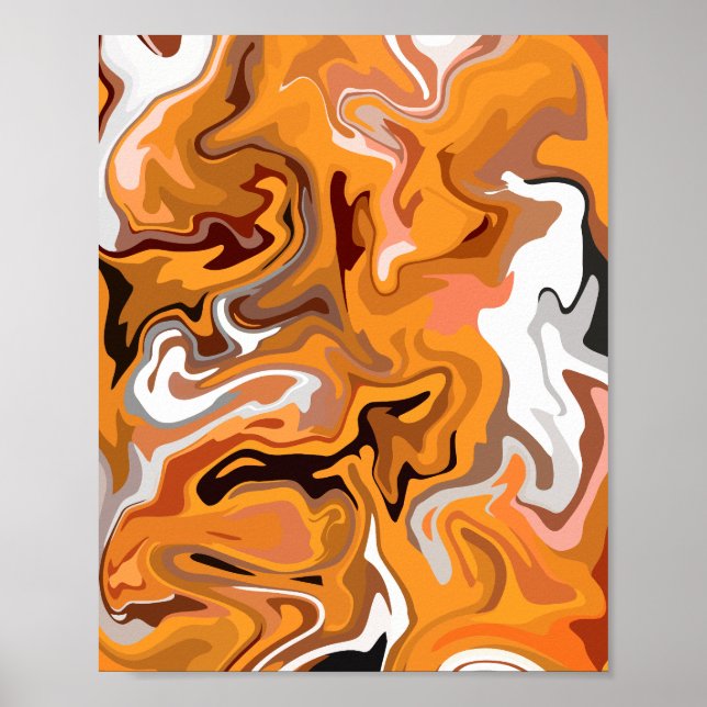 Póster Remolino abstracto de naranja intenso (Frente)