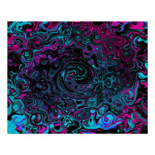 Póster Remolino abstracto retro de agua y magenta negro