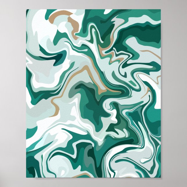 Póster Remolino abstracto verde terroso (Frente)