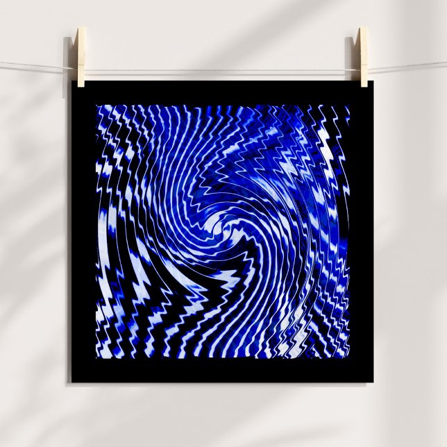 Póster Remolino de cebra azul (Blue Zebra Swirl Abstract Digital Art Poster)