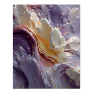 Póster Remolino de crema de melocotón y lavanda fluida