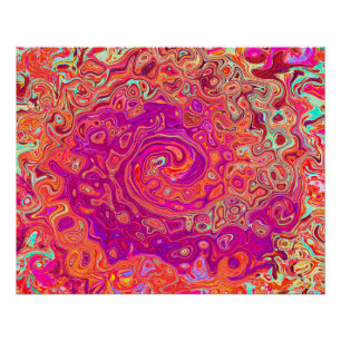 Póster Remolino de mármol coral y púrpura abstracto retro