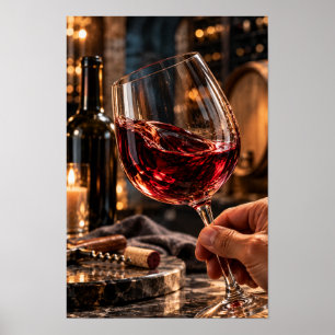 Póster Remolino de Vino Tinto en Copa de Cristal – Estilo