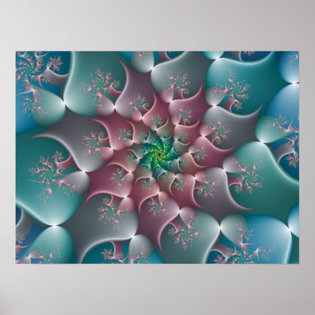 Póster Remolino Floral Fractal (Frente)