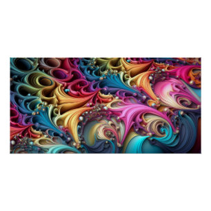 Póster Remolinos 3D coloridos de estilo fractal