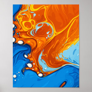 Póster Remolinos Dinámicos de Azul y Naranja en Movimient