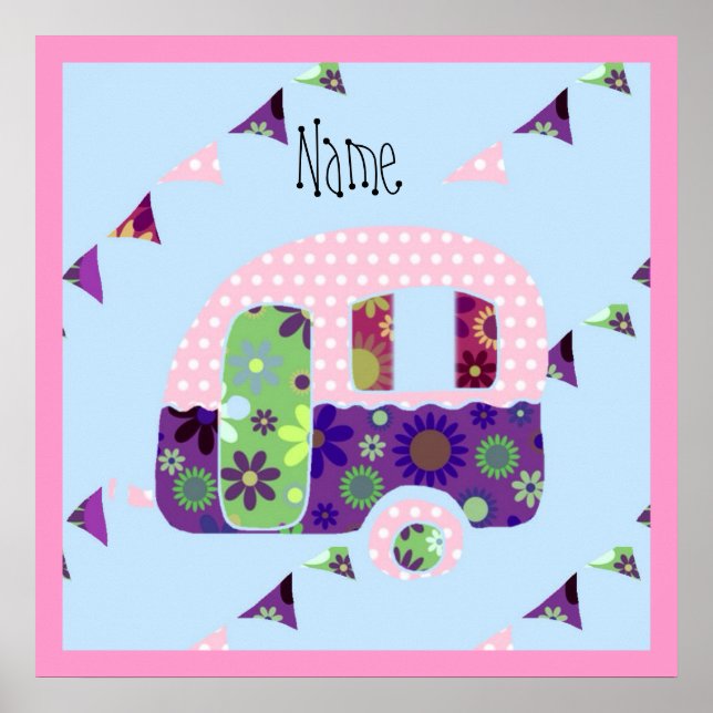 Póster remolque retro de Shabbychic, acampador, arado de  (Frente)