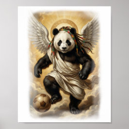Póster Renaissance Style Panda Player Soccer on a 