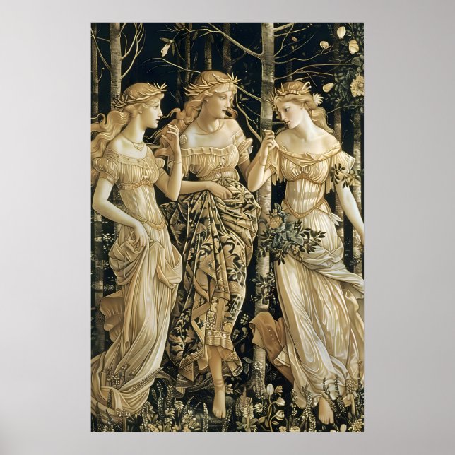 Póster Renaissance Three Graces Art Print Mythical Forest (Frente)