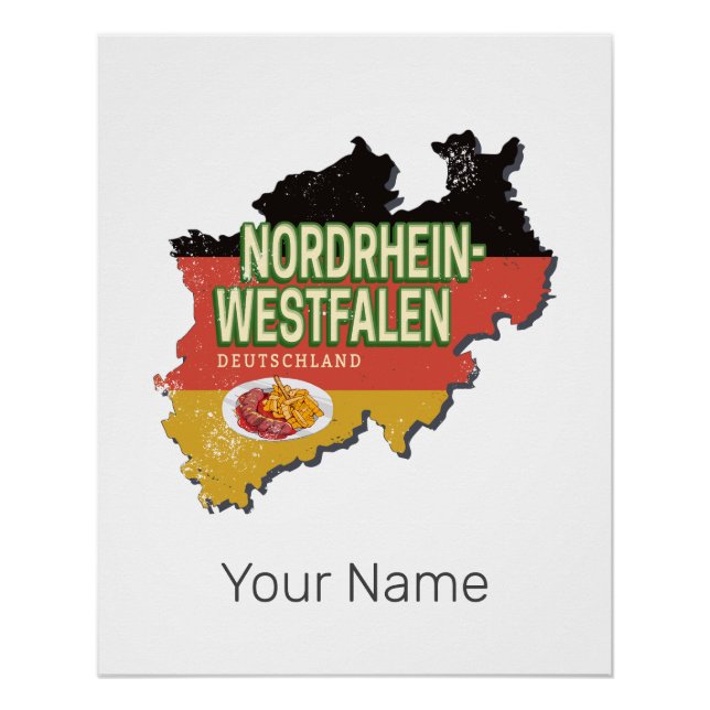 Póster Renania del Norte Westfalia Alemania Retro NRW Sou (Anverso)