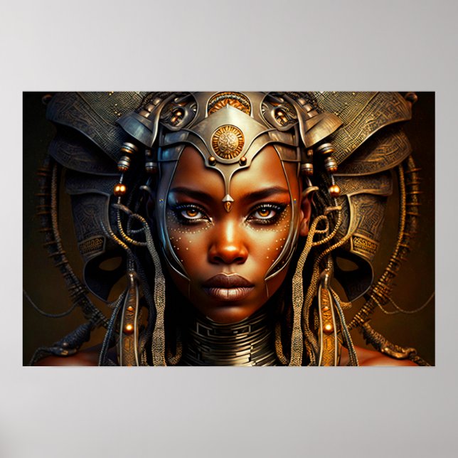 Póster Render afrofuturismo a princesa guerrera africana (Frente)