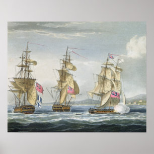 Póster Rendición del fuerte de Tamatave, grabado por T.